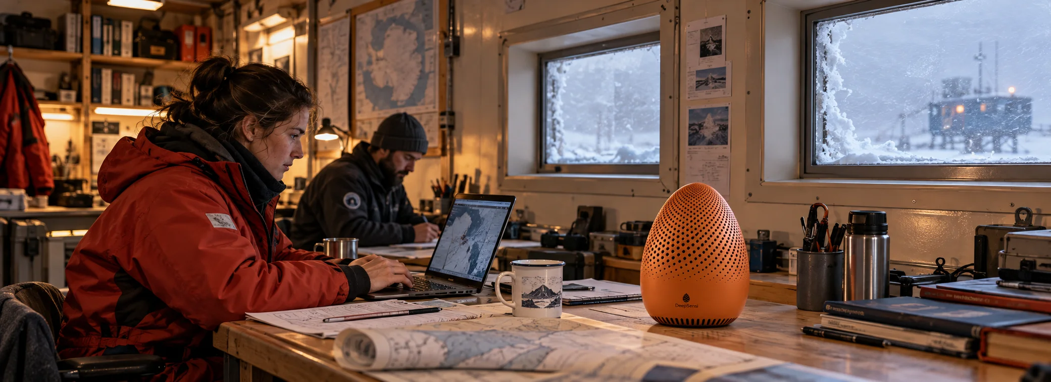 DeepSensi sovereign tactical cognitive engine operating inside an extreme polar arctic research station with an air-gapped Edge Node.