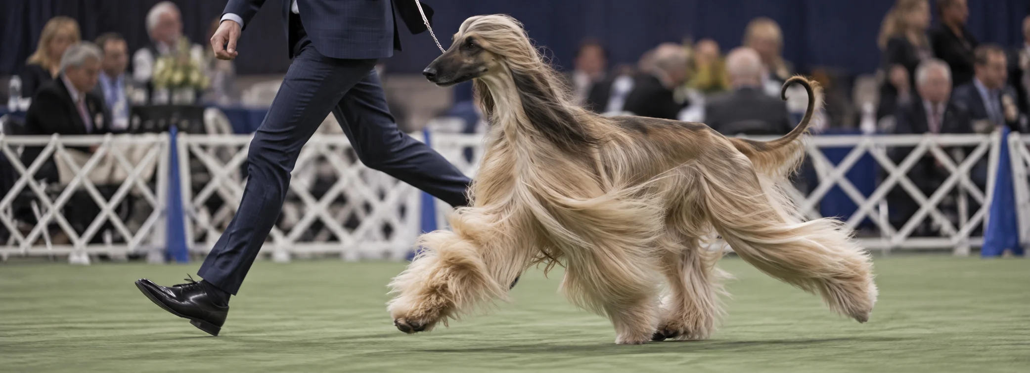 Champion Afghan Hound at international pedigree conformation show monitored by breed-specific canine precision genomics.